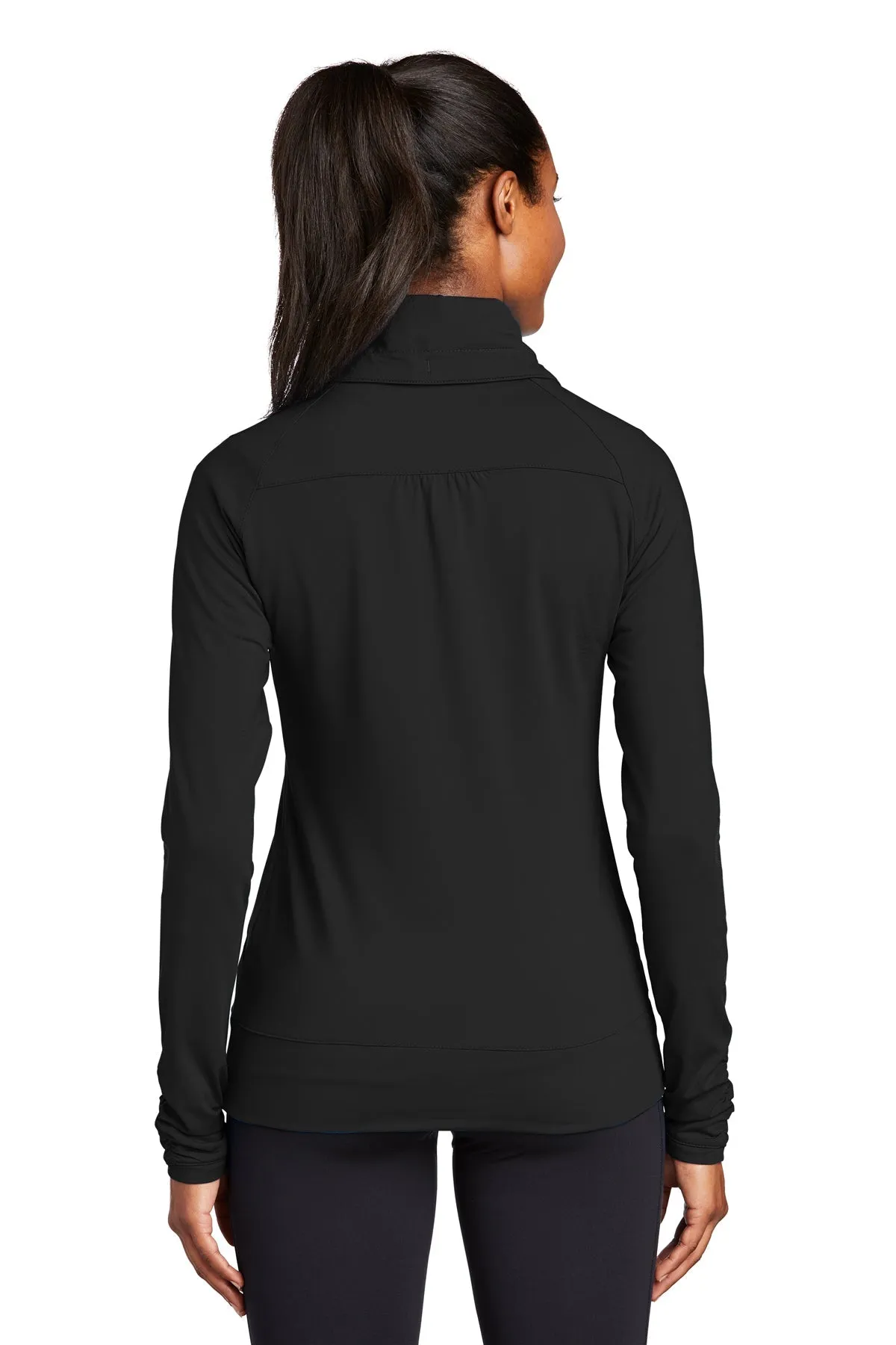 Sport-Tek Ladies Sport-Wick Stretch Branded Full-Zip Jackets, Black