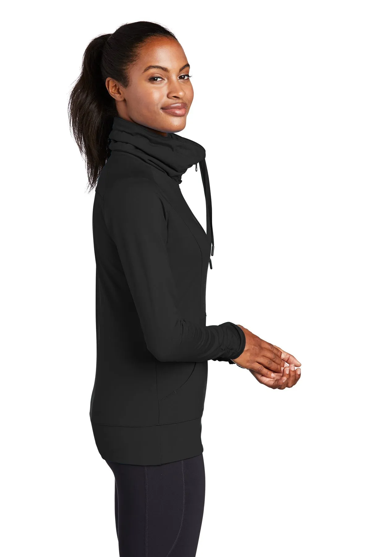 Sport-Tek Ladies Sport-Wick Stretch Branded Full-Zip Jackets, Black