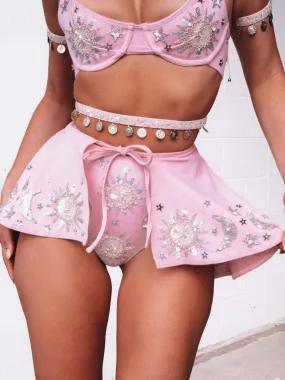STELLA SEQUIN SPARKLE THICK BOOP SKIRT - PINK/SILVER