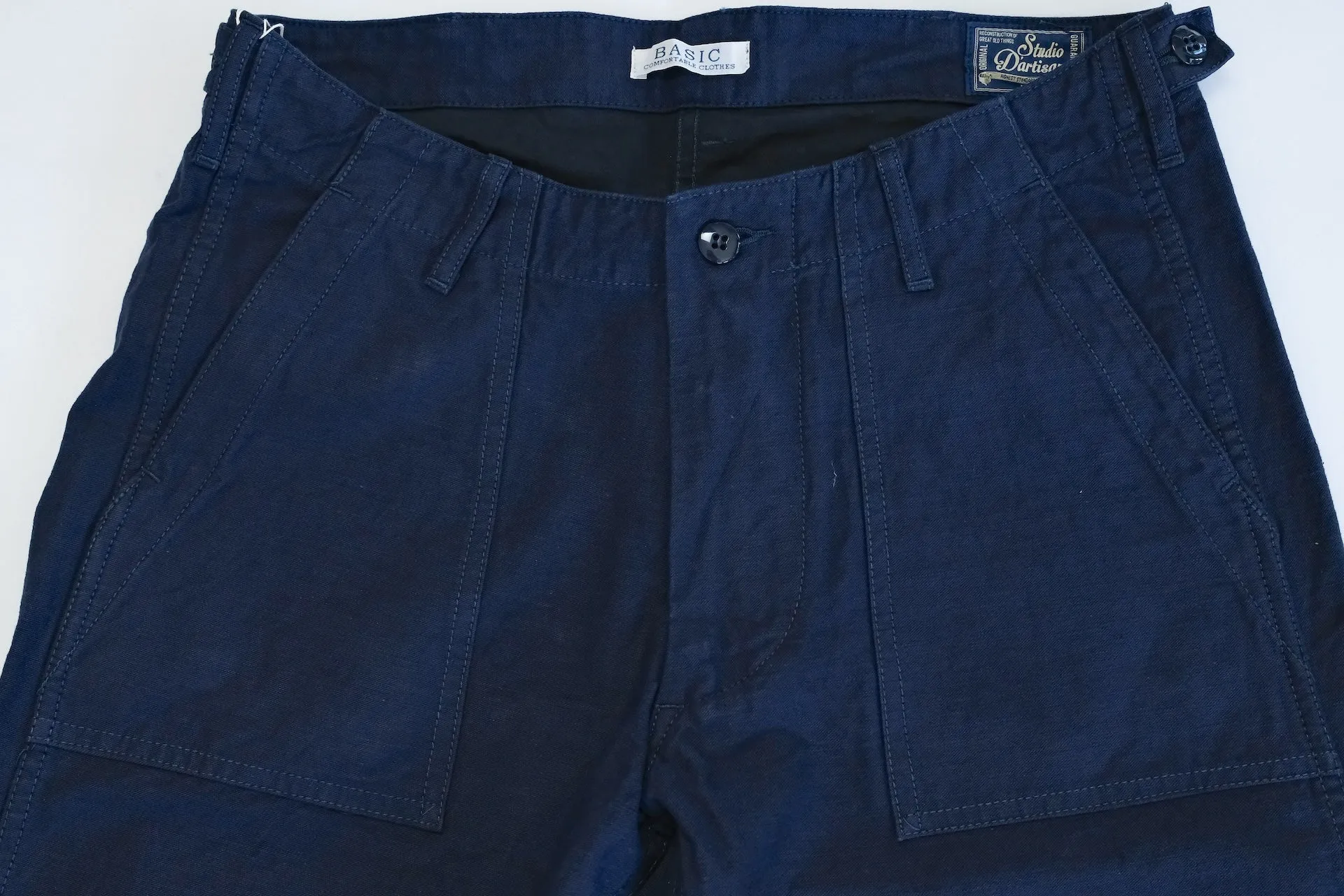 Studio D'Artisan 11oz Back Sateen Military Baker Pants (Indigo X Black)