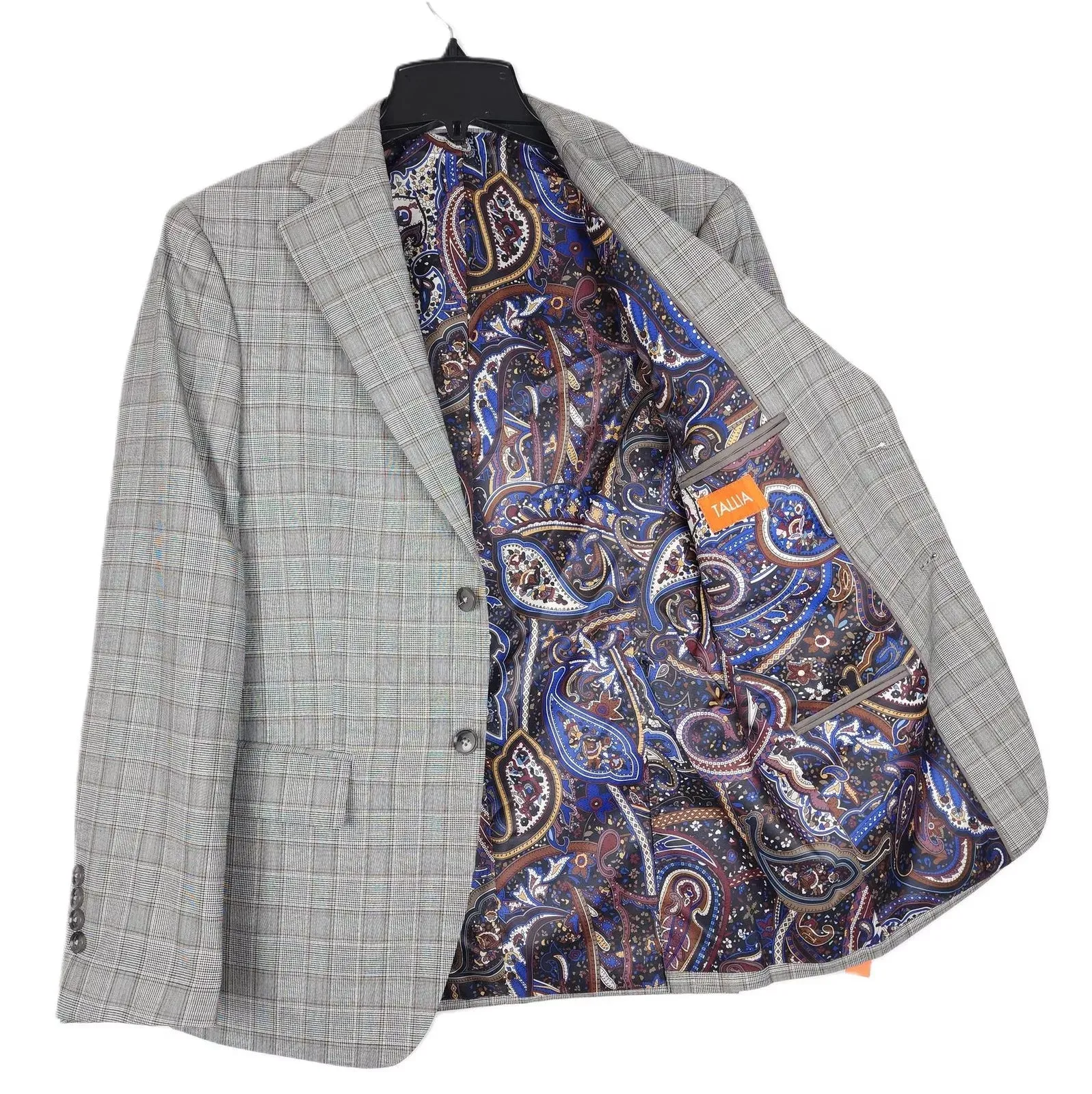 Tallia Men's Slim Fit Wool Sport Coat Blazer Brown 44L