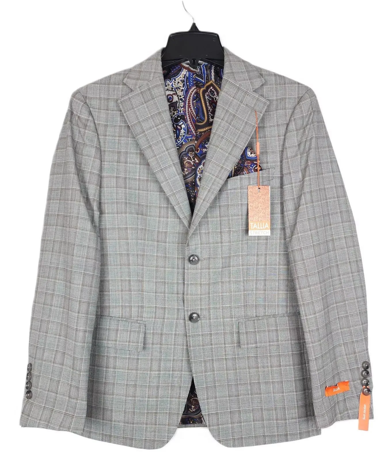 Tallia Men's Slim Fit Wool Sport Coat Blazer Brown 44L