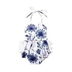 Tanzie Blue Daisy Ruffle Romper