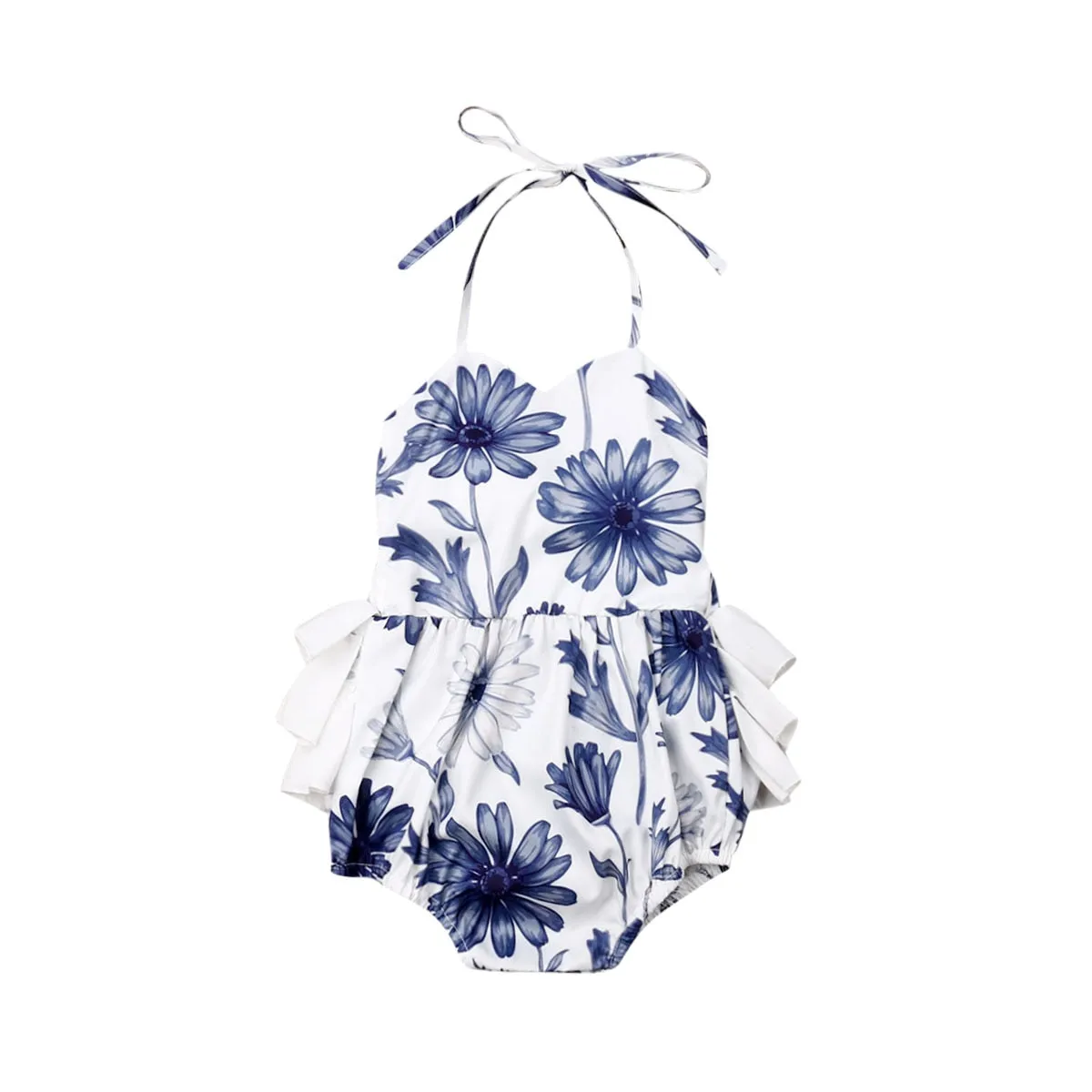 Tanzie Blue Daisy Ruffle Romper