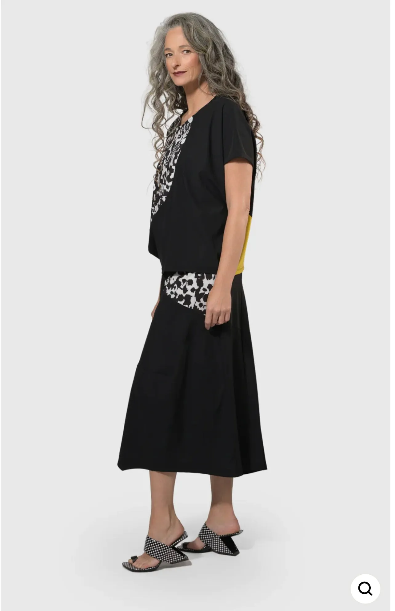 TEKBIKA SWING MAXI SKIRT, YELLOW/PRINT ALEMBIKA