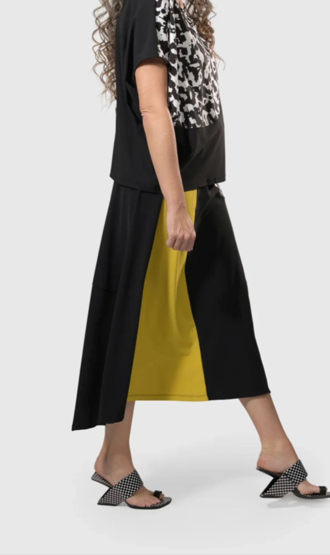 TEKBIKA SWING MAXI SKIRT, YELLOW/PRINT ALEMBIKA
