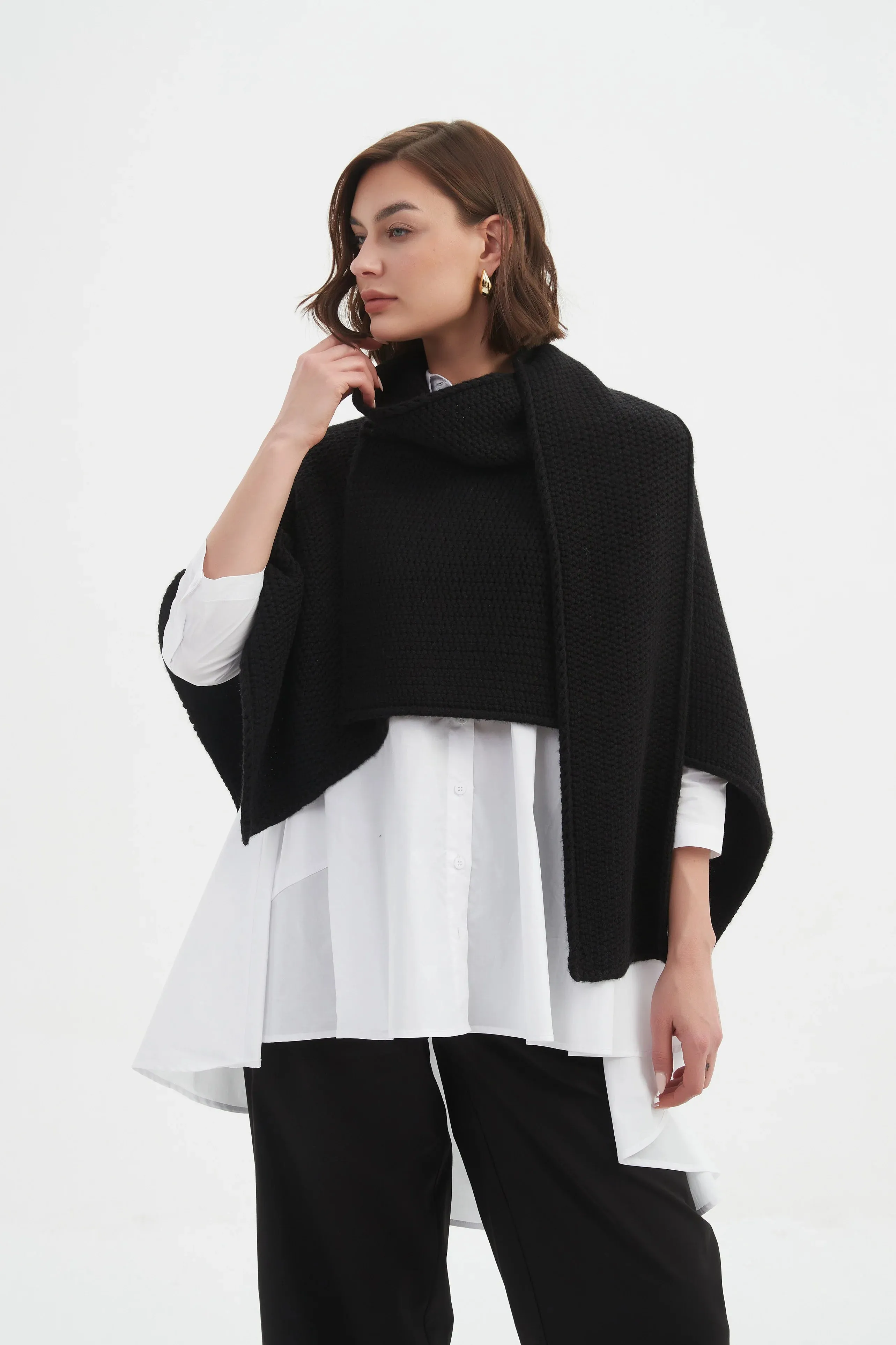 Tirelli Asymmetric Wrap Knit 25K3590 - Black