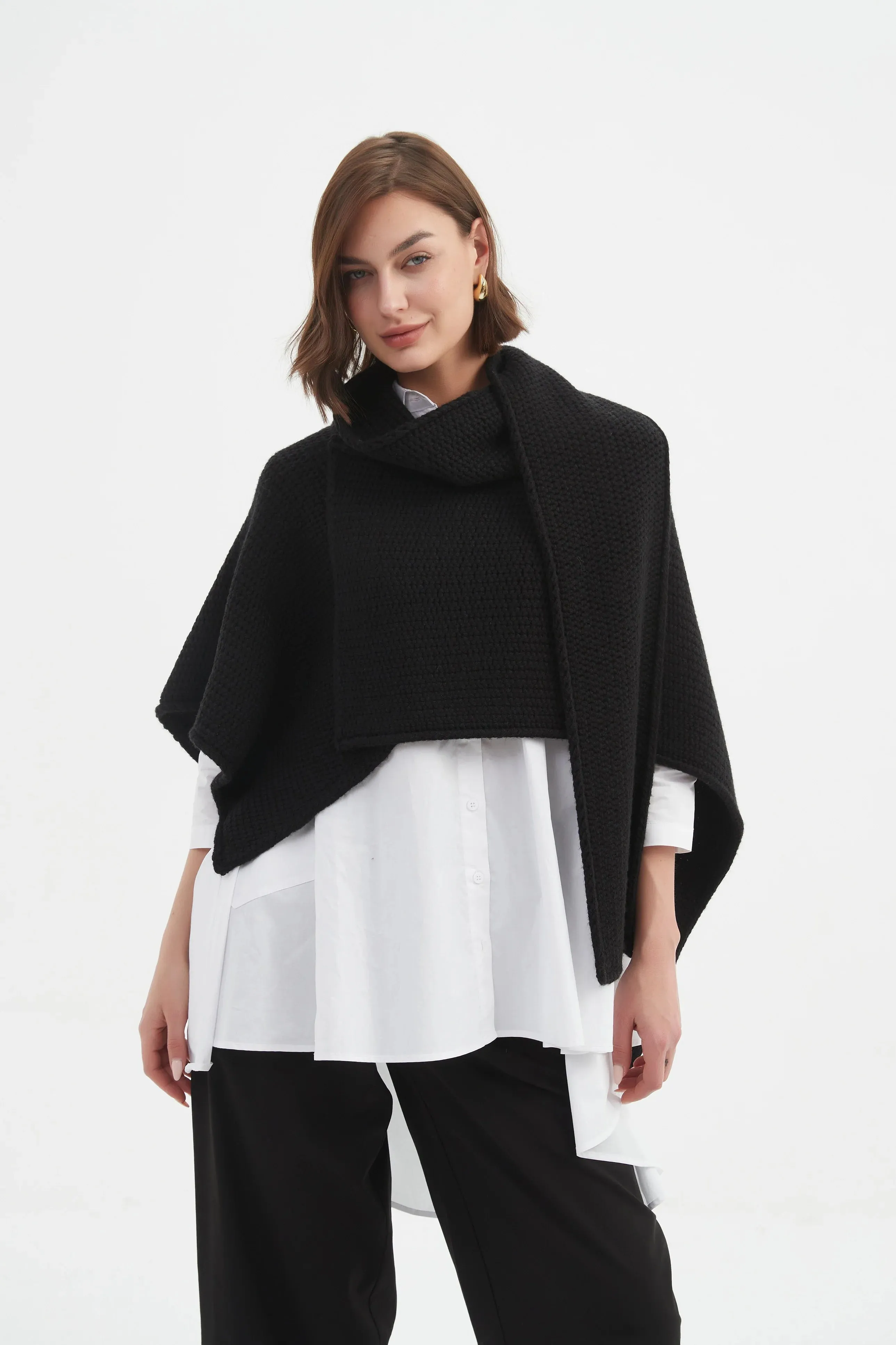Tirelli Asymmetric Wrap Knit 25K3590 - Black