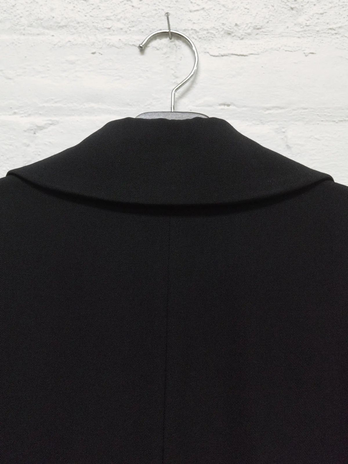tricot comme des garcons black wool gabardine boxy double breasted pea coat - 1990s