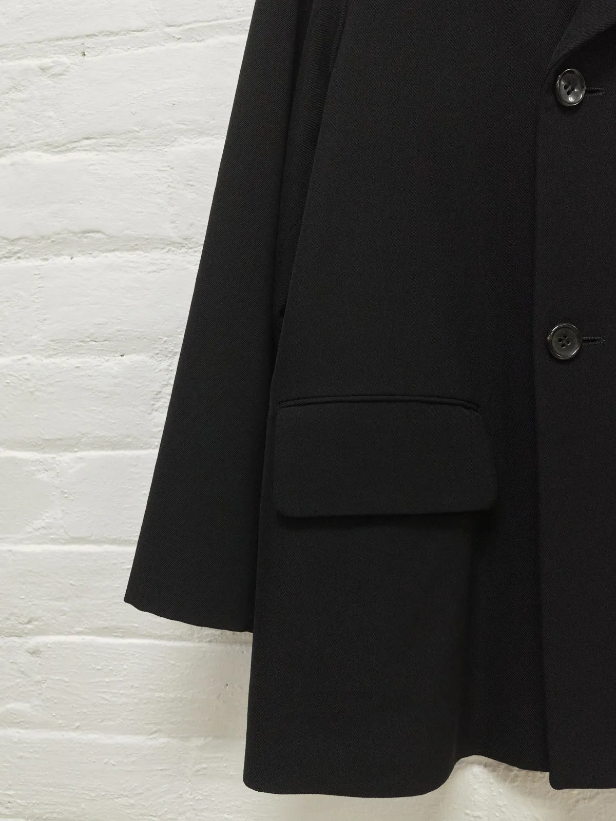 tricot comme des garcons black wool gabardine boxy double breasted pea coat - 1990s