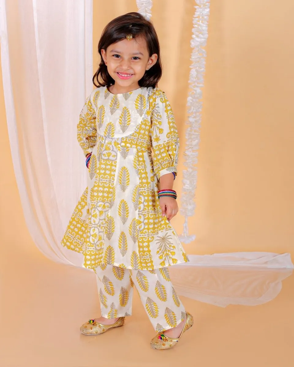 Twinning Combo-Madhupeela Floral Print Anarkali Kurta Set With Boys Jacket Kurta Pajama Set