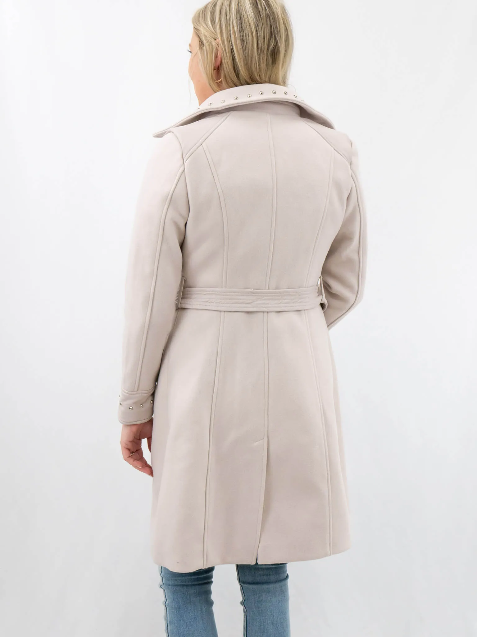 Vegan Wool Classic Stud Detail Coat