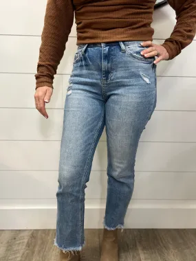 Vervet Raw Hem Straight Cut Jeans