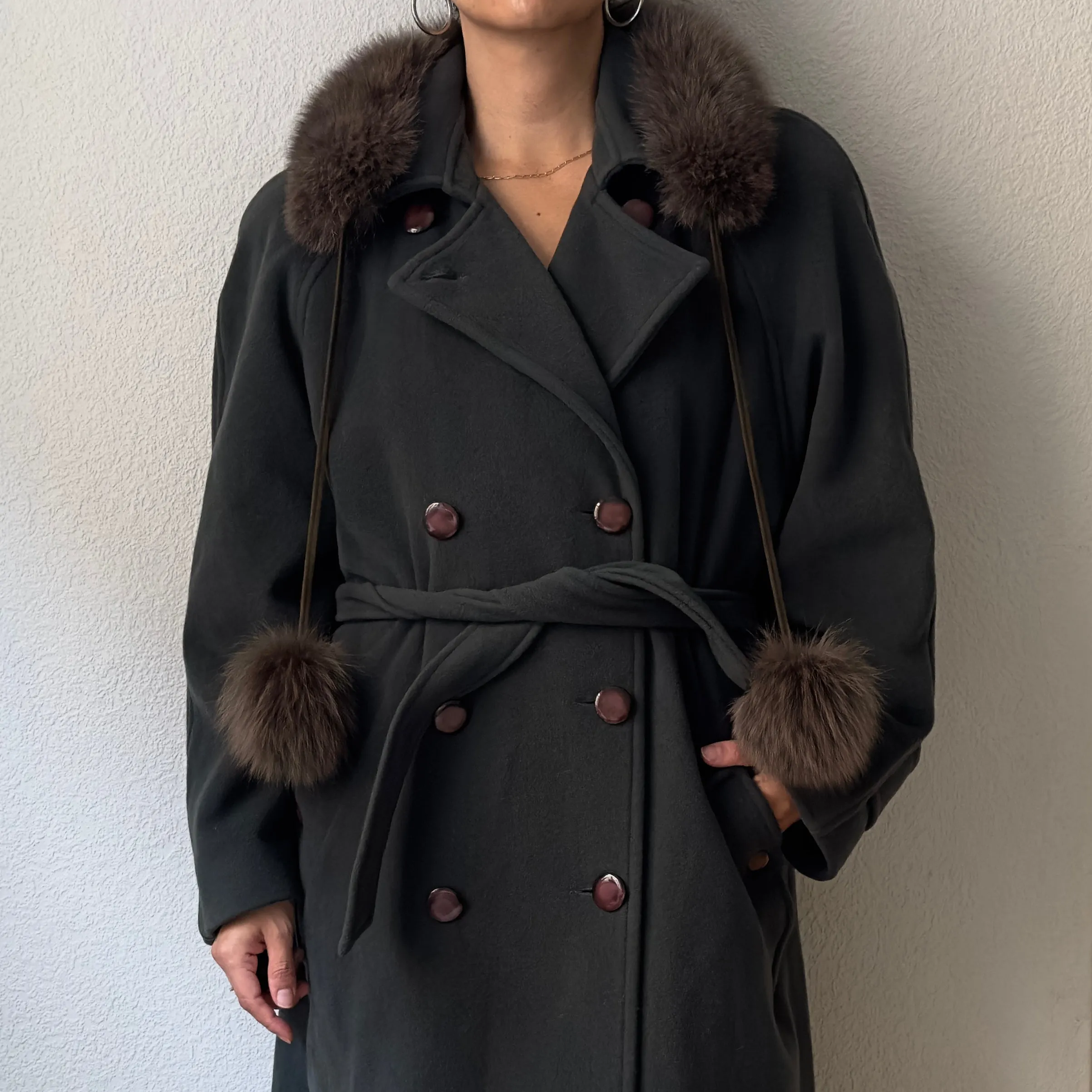 Vintage Green Wool Coat - size EU36