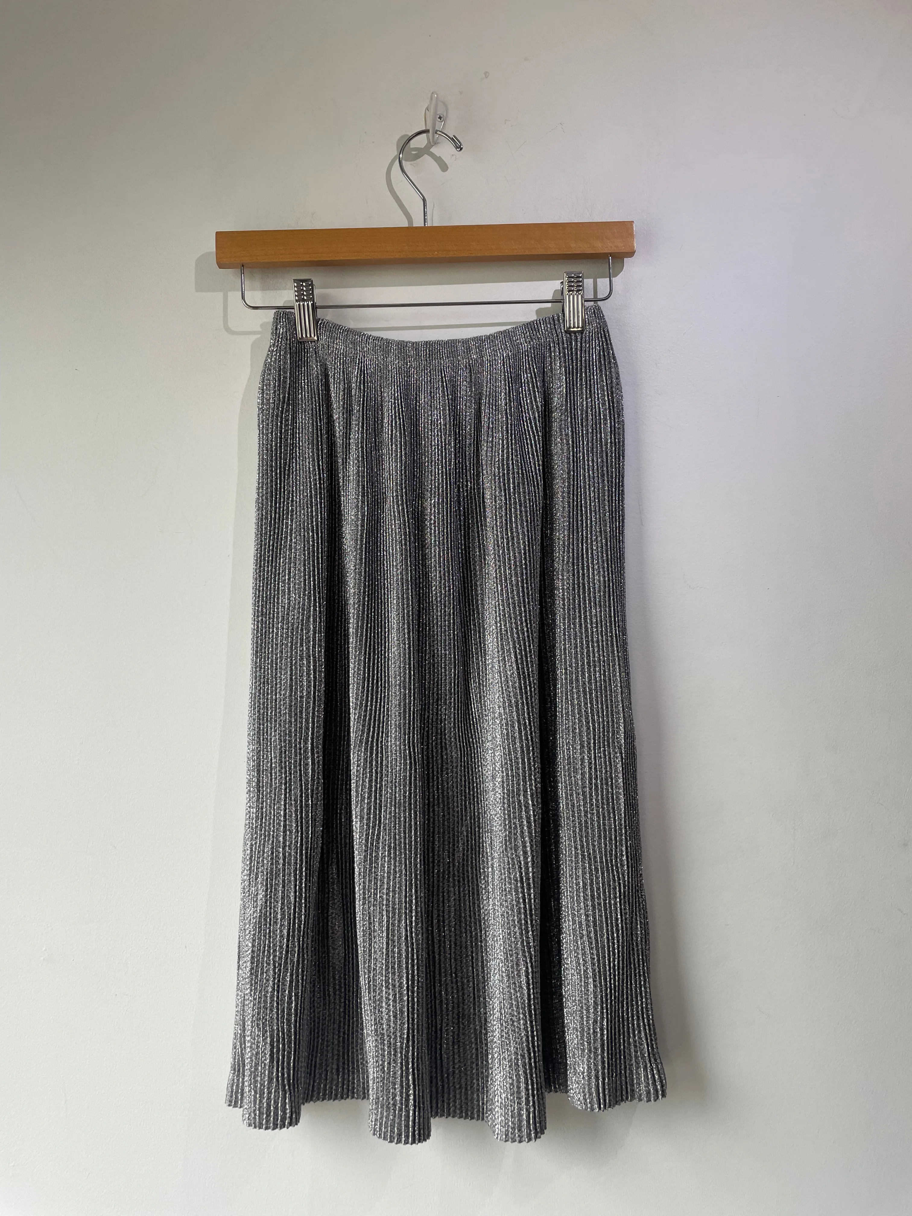 Vintage Phil Rose of CA Silver Metallic Pleated Skirt