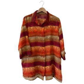 vintage red and orange sheer button up - 1x
