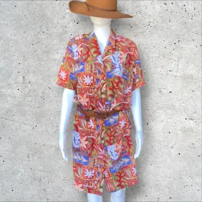 VINTAGE The Dress Company Retro Print Button Up Dress - Size 10/12