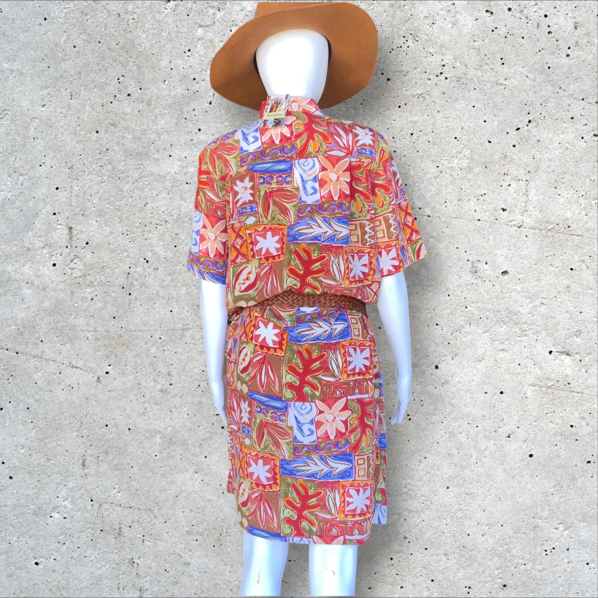 VINTAGE The Dress Company Retro Print Button Up Dress - Size 10/12