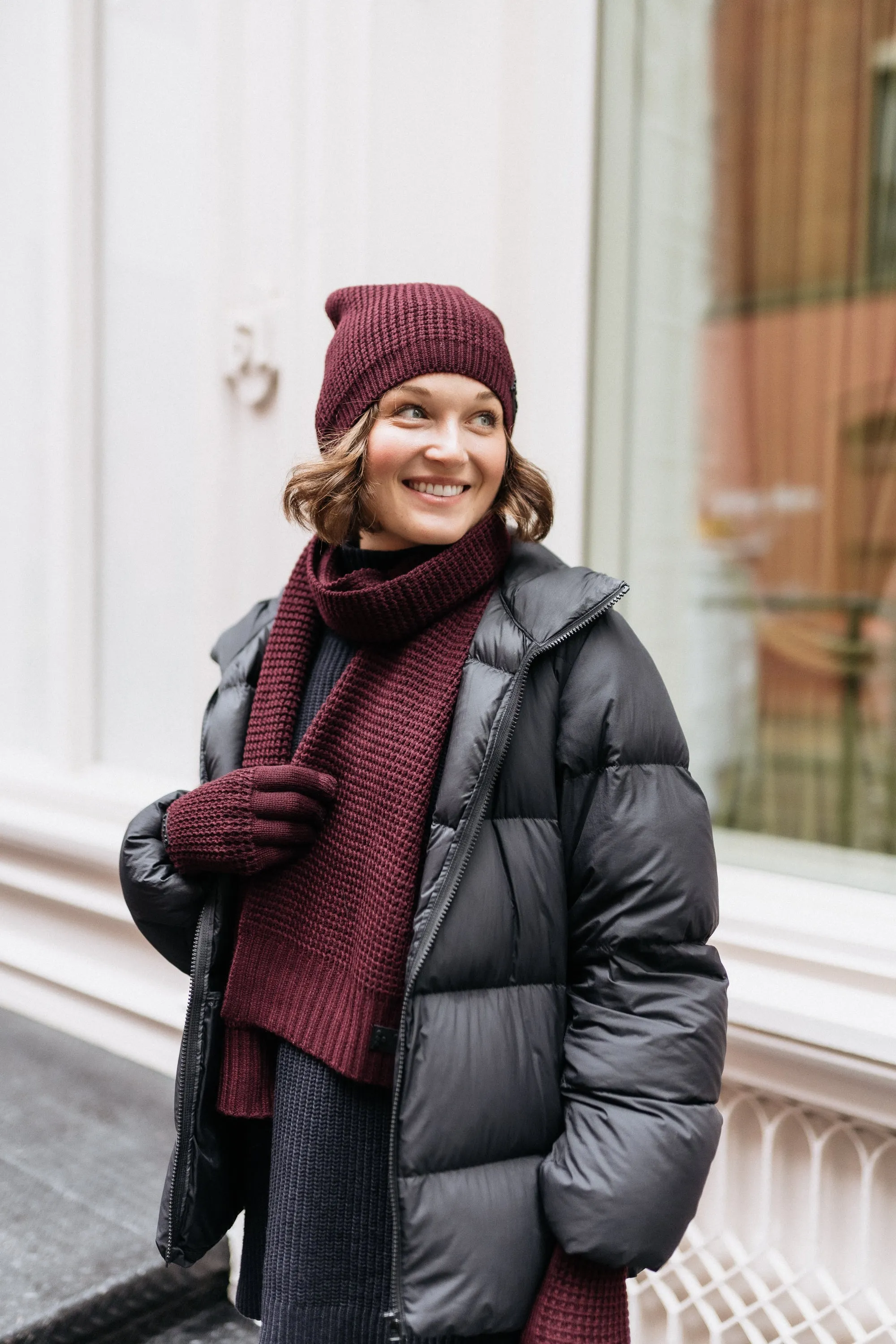 Waffle Knit Beanie & Scarf Set