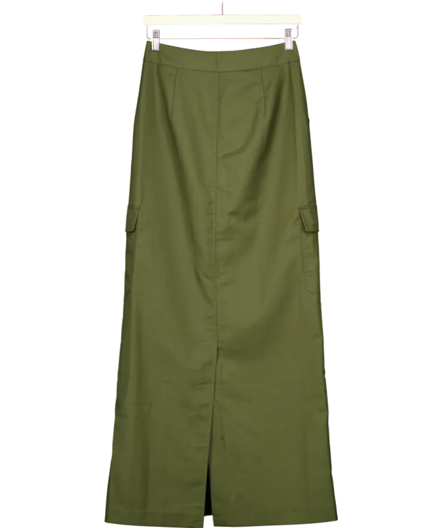 Warehouse Green Tailored Cargo Maxi Skirt UK 8