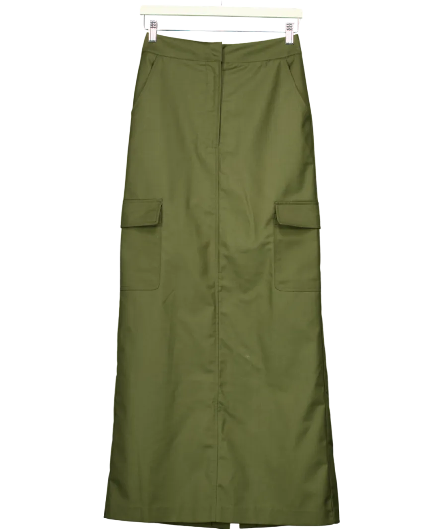 Warehouse Green Tailored Cargo Maxi Skirt UK 8