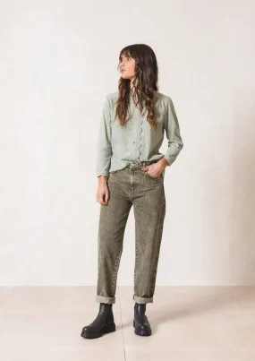 Washed Effect Khaki Jeans | Indi & Cold