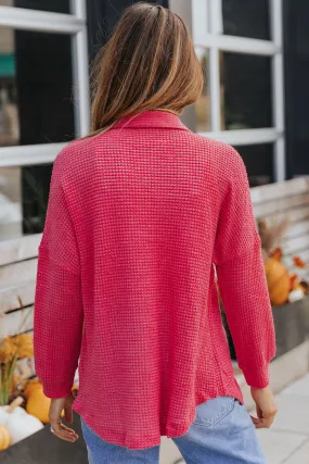 Wenkouban-Christmas Thanksgiving outfits_with Blouse Waffle-Knit Dropped Neck Collared Shoulder