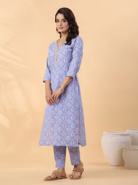 Women Ice Blue Cambric Kurta Set