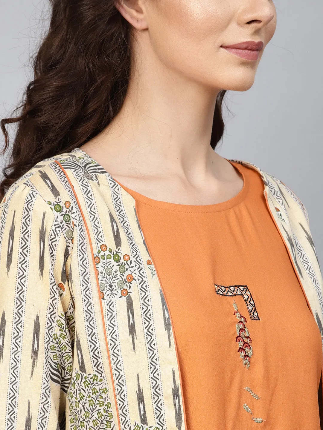 Women Orange A-Line Kurta