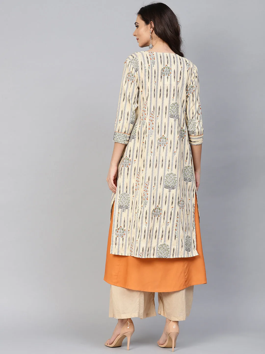Women Orange A-Line Kurta