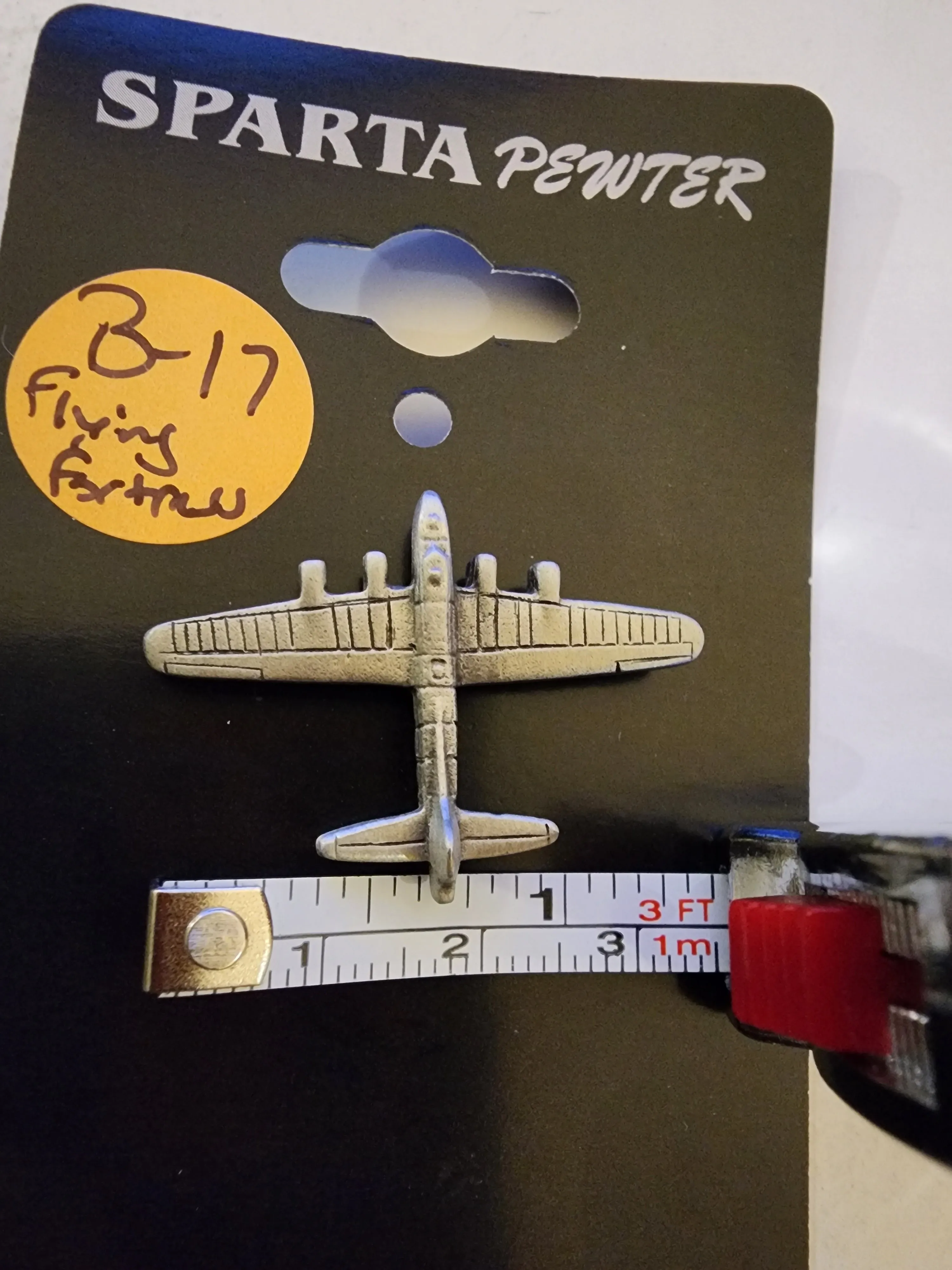 WWII Boeing B-17 Flying Fortress Bomber Airplane Pewter Lapel Pin