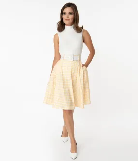 Yellow Houndstooth Chorus Girl Swing Skirt