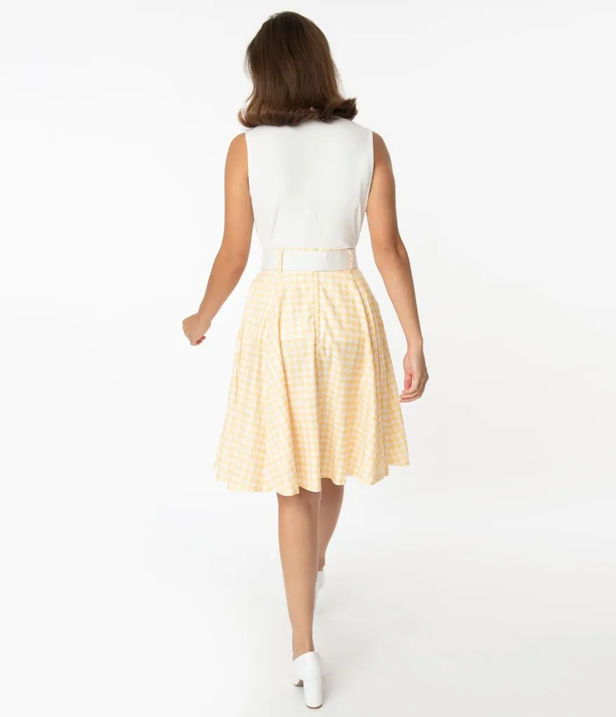 Yellow Houndstooth Chorus Girl Swing Skirt